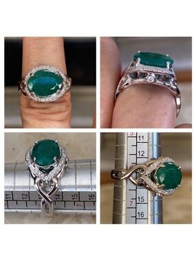 18K Natural 3.18 Carat Emerald & Diamond Ring  $8,848 Replacement Value